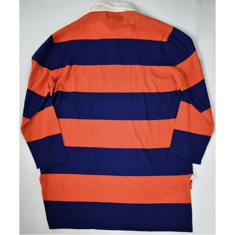 Gucci Blue/Orange Striped Wolf Patch Oversized Wool Polo Sweater Size S $1200.00